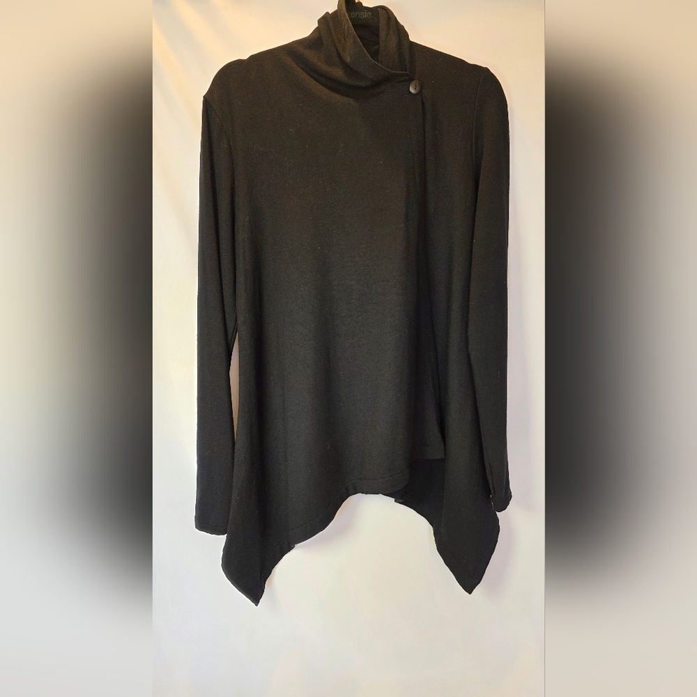 Beyond Yoga Black Asymmetrical Drape Cardigan Modal Blend Large